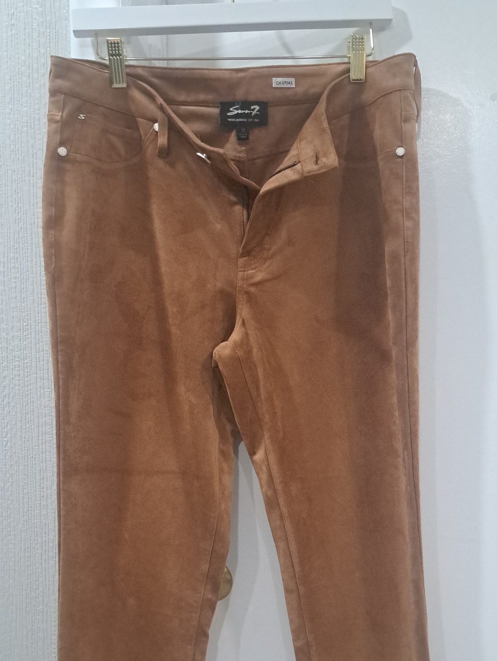 Seven7 Women's Faux Suede Skinny Jeans - Camel Brown